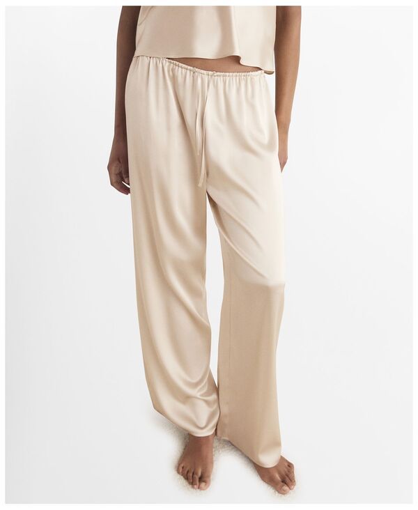 マンゴ レディース アンダーウェア ナイトウェア パンツ シルク MANGO Womensilk Pajama Pants Light Pastel Gray グレー