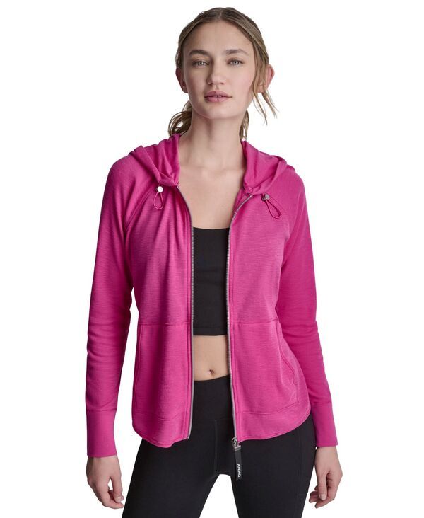 ダナ キャラン ニューヨーク レディース アウター コート DKNY Womens Lightweight Waffle ZipFront Festive Pink ピンク