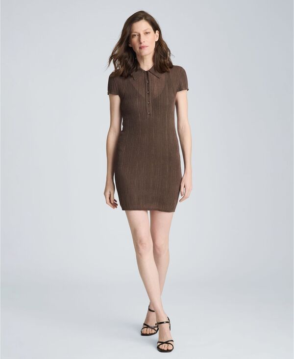 ケネスコール レディース アウター ニット・セーター ポロシャツ リブ Kenneth Cole Womens Variegated Ribbed Colla red Neck Polo Sweate