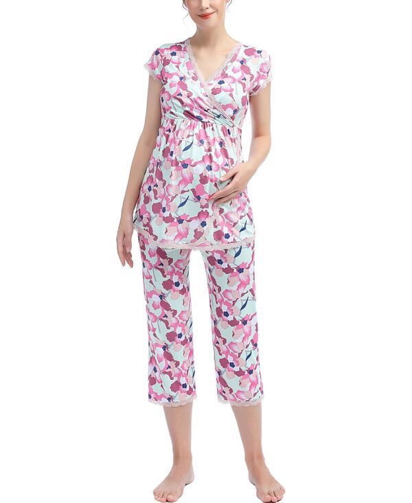 キミアンドカイ レディース アンダーウェア ナイトウェア マタニティ kimi kai Maternity Addisonursing Pajama Set Parfait pink ピンク