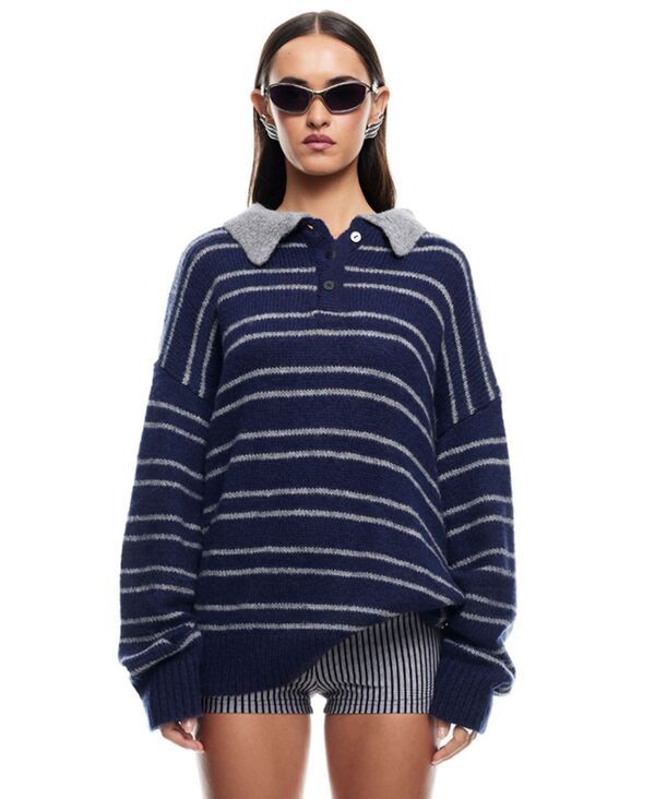 ライオネス レディース アウター ニット・セーター Lioness Womens Knit ButtonFront Sweater Navy ネイビー