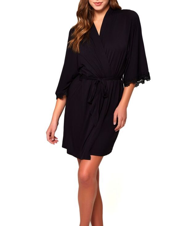 アイコレクション レディース アンダーウェア ナイトウェア メッシュ ニット iCollection Womens Molly Ultra Soft Knit Blendotted Mesh Robe