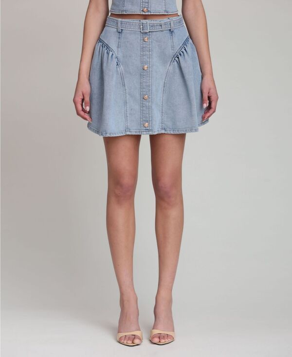 アヴェックレフィーユ レディース ボトムスカート ミニ Avec Les Filles Womens Belted Mini Skirt Satin Wash