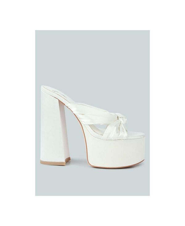 ロンドンラグ レディース シューズ サンダル プラットフォーム ヒール London Rag Womenstrobing Knotted Chunky Platform Heelsandals Whi