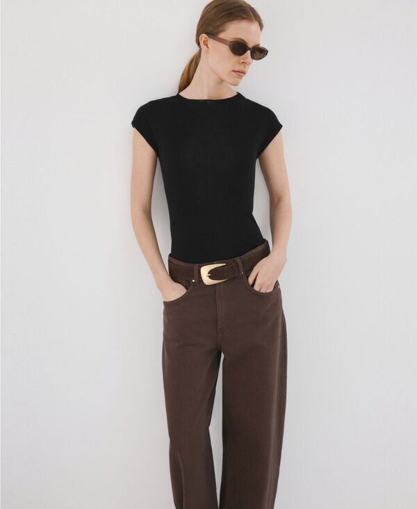 マンゴ レディース アウター ニット・セーター カットアウト MANGO Womens CutOut Back Lyocell Sweater Black ブラック