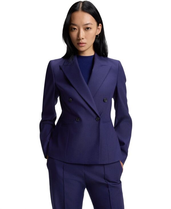 ヒューゴボス レディース アウター ジャケット・ブルゾン ウール ブレザー Hugo Boss by Womens VirginWool Twill SlimFit Blazer Aqua アクア