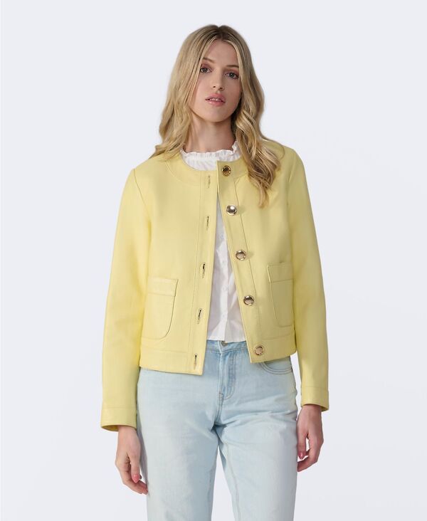 ファーニック UK レディース アウター ジャケット・ブルゾン クロップド レザー Furniq UK Womens Cropped Leather Jacket With Gold Buttons ファーニック UK レディース アウター ジャケット・ブルゾン クロップド レザー Furniq UK Womens Cropped Leather Jacket With Gold Buttons