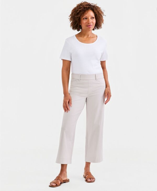 スタイルアンドコー レディース ボトムス デニムパンツ プチ クロップド ジーンズ Style Co Petite HighRise Cropped WideLeg Jeanstonewood
