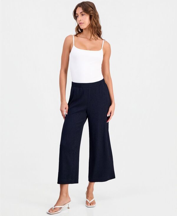 バースリー レディース ボトムス カジュアルパンツ Bar III Womens Textu red PullOn WideLeg Pants Bar Navy ネイビー