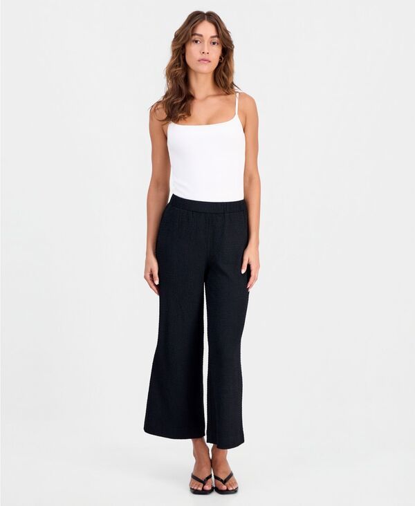 バースリー レディース ボトムス カジュアルパンツ Bar III Womens Textu red PullOn WideLeg Pants Black ブラック