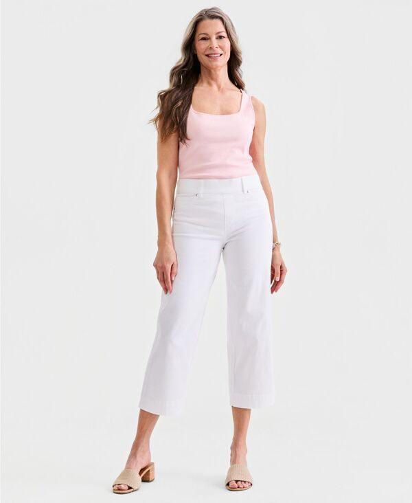 スタイルアンドコー レディース ボトムス デニムパンツ プチ クロップド ジーンズ Style Co Petite HighRise Cropped WideLeg Jeans Bright Whit