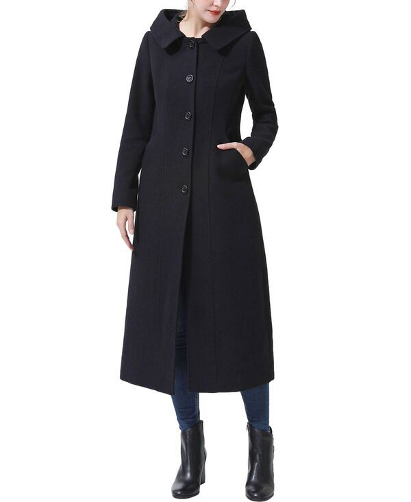 ビージーエスディー レディース アウター ジャケット・ブルゾン ウール コート BGSD Womens Hooded Wool Blend Long Coat Black ブラック