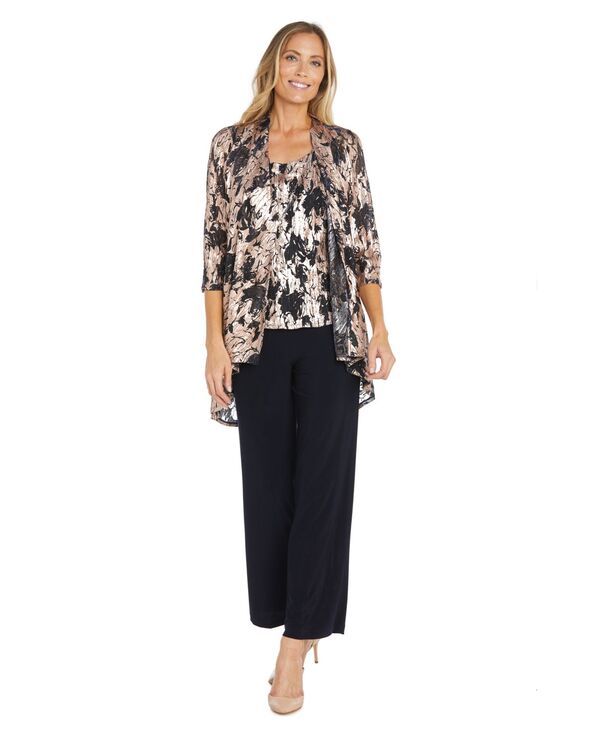 アールアンドエムリチャーズ レディース トップス タンクトップ トール ジャケット R M Richards Womens 3Piece Metallic Jacquard Jacketank Top