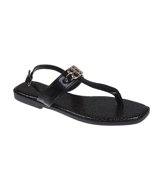 ベベ レディース シューズ サンダル ロゴ Bebe Womens Fashion with Double B Hardware and Repeat Logo Sock Lining Sandal