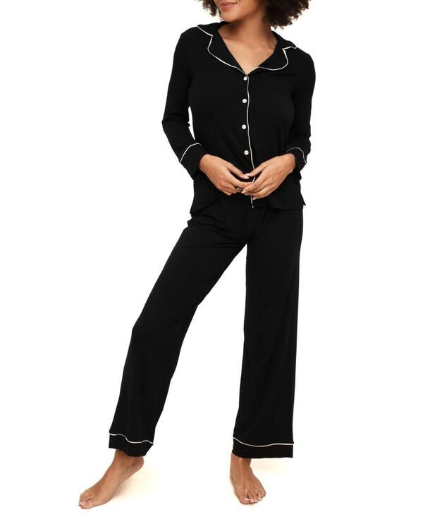 アドアミー レディース アンダーウェア ナイトウェア パンツ Adore Me Matilda Womens Long Sleeve Top Pants Pajama Set Black ブラック 11,455円