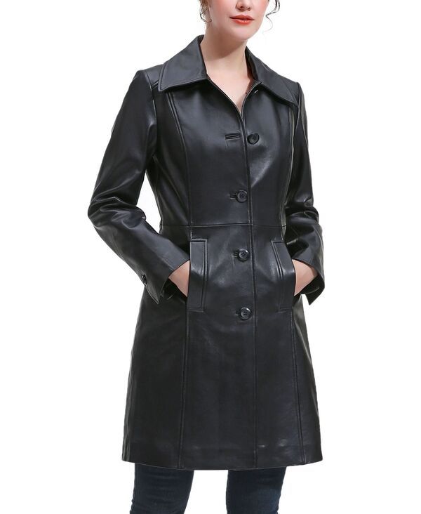 ビージーエスディー レディース アウター ジャケット・ブルゾン コート レザー BGSD Womens Maisy Leather Long Coat Black ブラック