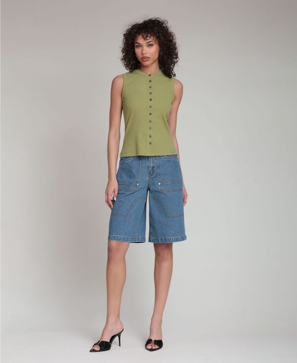 アヴェックレフィーユ レディース トップス タンクトップ Avec Les Filles Womens ButtonFrontank Top Bay Leaf