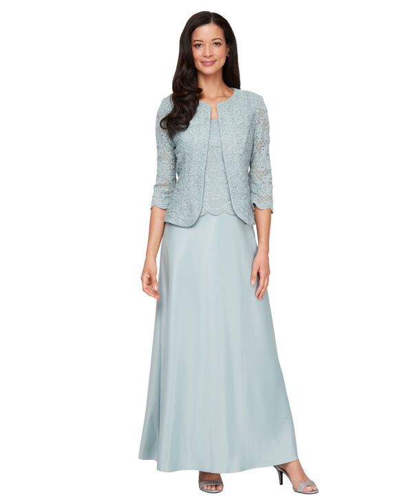 アレックスイブニングス レディース アウター ジャケット・ブルゾン レース Alex Evenings Womens Lace Jacket LaceTop Gown Cornflower