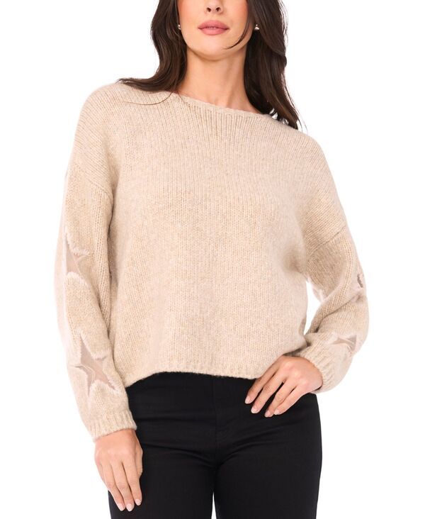 サムアンドジェス レディース アウター ニット・セーター クルーネック Sam Jess Womens Crewneck Star Pattern Sweater Oatmeal オートミール
