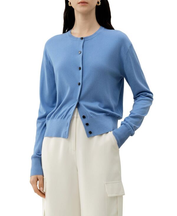 リリーシルク レディース アウター ニット・セーター カーディガン LILYSILK Womens RoundNeck Silk Cashmere Cardigan Azure