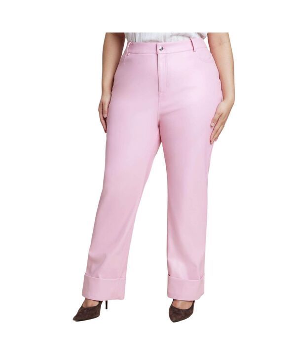エロクイ レディース ボトムス カジュアルパンツ プラスサイズ レザー フェイクレザー ELOQUII Womens Plusize Cuffed Faux Leather Pant Romance