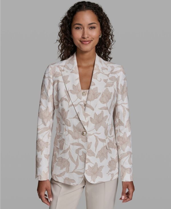 カール ラガーフェルド レディース アウター ジャケット・ブルゾン フラワー柄 プリント フラワー KARLAGERFELD PARIS Womens 3 Pocket Floral Printed