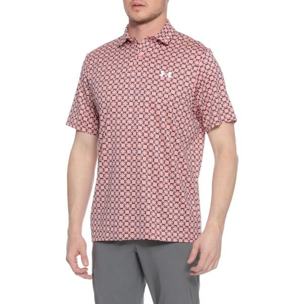 アンダーアーマー メンズ トップス シャツ プリント Under Armour Matchplay Printed Golf Polo Shirt UPF 40 Short Sleeve Posh P