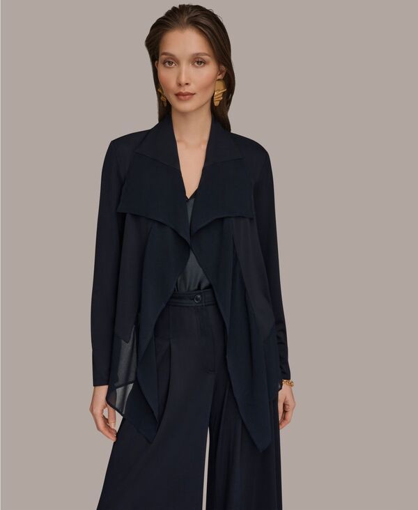ダナ キャラン ニューヨーク レディース アウター ジャケット・ブルゾン フリル Donna Karanew York Womens Ruffle Front Jacket Black ブラック