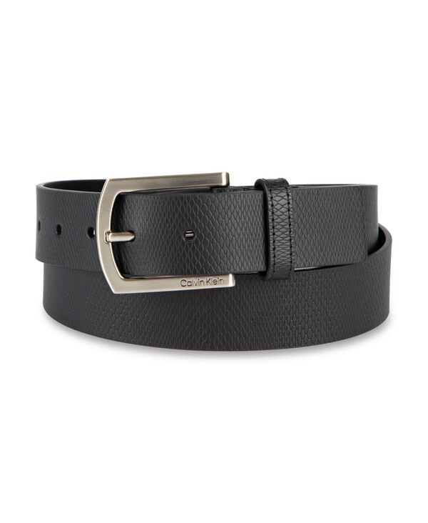 カルバンクライン メンズ アクセサリー ベルト レザー Calvin Klein Mens Embossed Leather Dress Belt Black ブラック