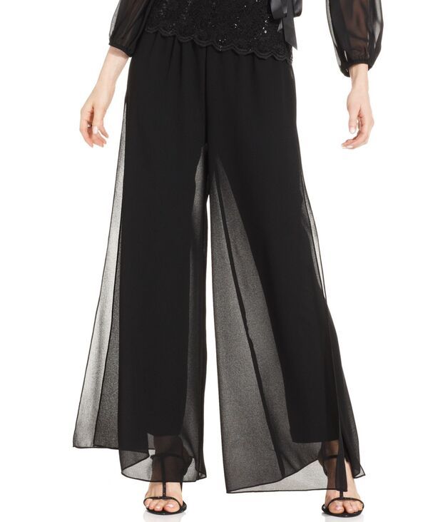 アレックスイブニングス レディース ボトムス カジュアルパンツ シフォン Alex Evenings WideLeg Chiffon Pants Black ブラック