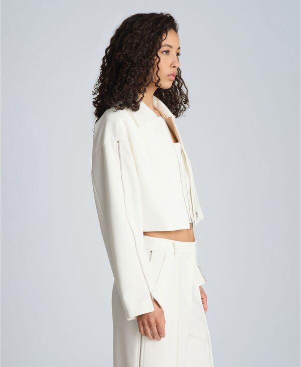 ケネスコール レディース アウター ジャケット・ブルゾン Kenneth Cole Womens Zip Sleeve Colla red Jacket Pure White ホワイト