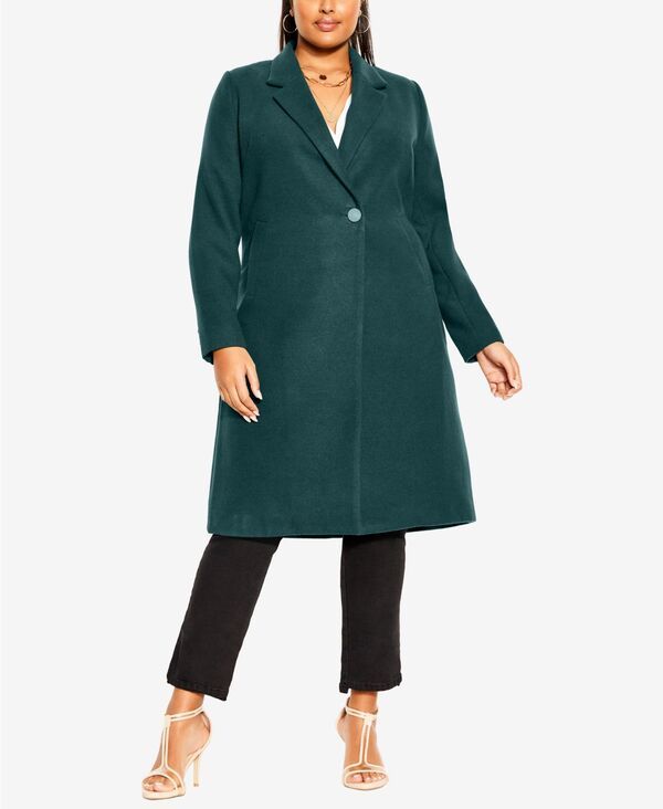 シティーシック レディース アウター コート プラスサイズ CITY CHIC Plusizeffortless Chicoat Emerald エメラルド