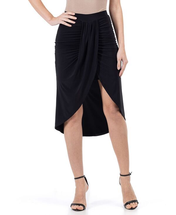 24 セブンコンフォート レディース ボトムスカート ひざ丈 24seven Comfort Apparel Womensolid Color Knee Length Tulip Skirt Blac