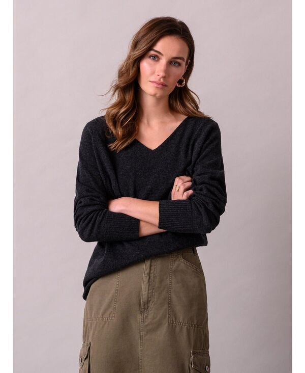 ケルティックアンドコー レディース アウター ニット・セーター Vネック ウール Celtic Co Womens Geelong Wool Slouch VNeck Sweater Charcoal