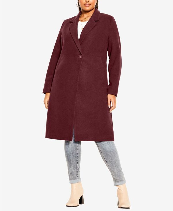 シティーシック レディース アウター コート プラスサイズ CITY CHIC Plusizeffortless Chicoat Oxblood オックスブラッド