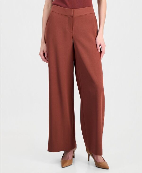 タハリエーエスエル レディース ボトムス カジュアルパンツ ワイドレッグ リネン Tahari ASL Womens MidRise Wide Leg Linen Blend Pants Burnt