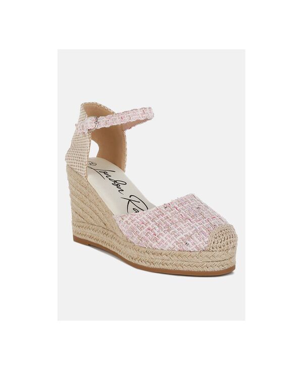 ロンドンラグ レディース シューズ サンダル ツイード London Rag Womens Regatta Tweed Round Toe Woven Wedges Pink tweed fabric