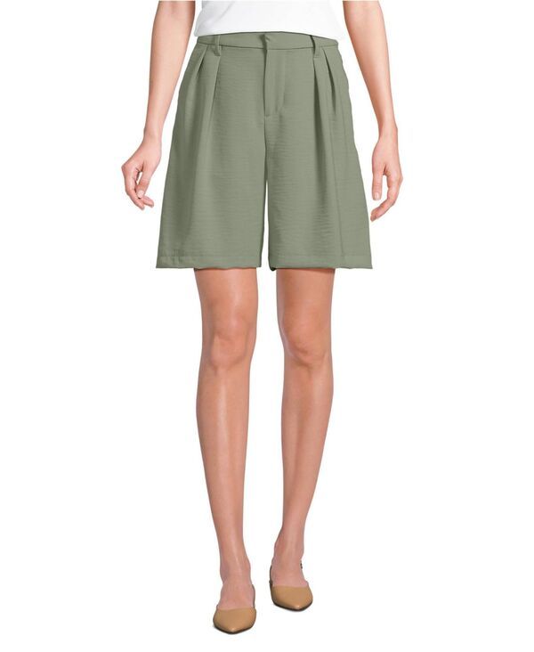 ランズエンド レディース ボトムス ハーフパンツ・ショーツ ショートパンツ Lands End Womens Creaseless High Rise 8 Shortsage セージ
