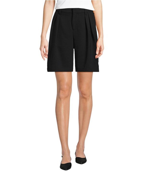 ランズエンド レディース ボトムス ハーフパンツ・ショーツ ショートパンツ Lands End Womens Creaseless High Rise 8 Shorts Black ブラック