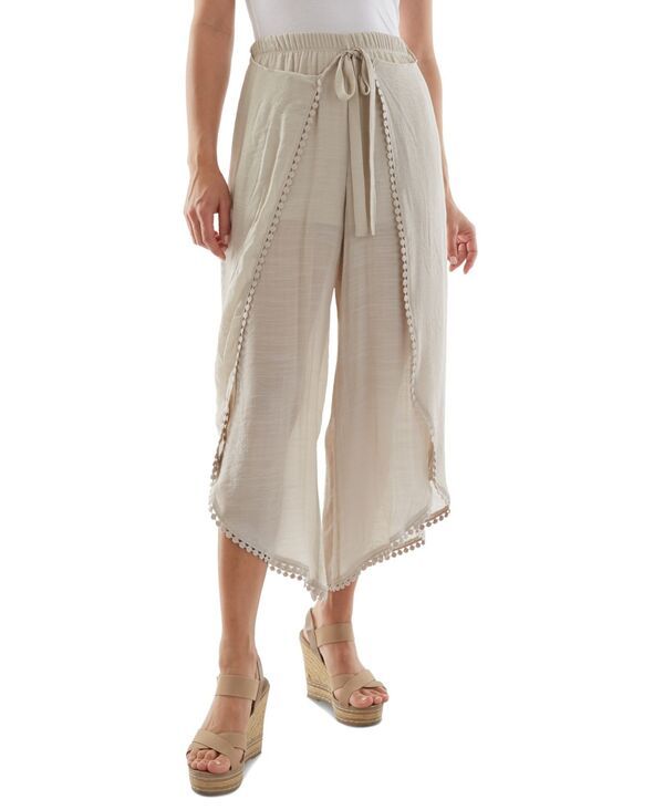 ビーシーエックス レディース ボトムス カジュアルパンツ クロップド BCX Juniors TieFront Gauze Cropped Pantsand サンド