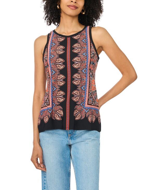 ヴィンスカムート レディース トップス タンクトップリント ノースリーブ Vince Camuto Womens Printed Sleeveless Tank Top Rust ラスト