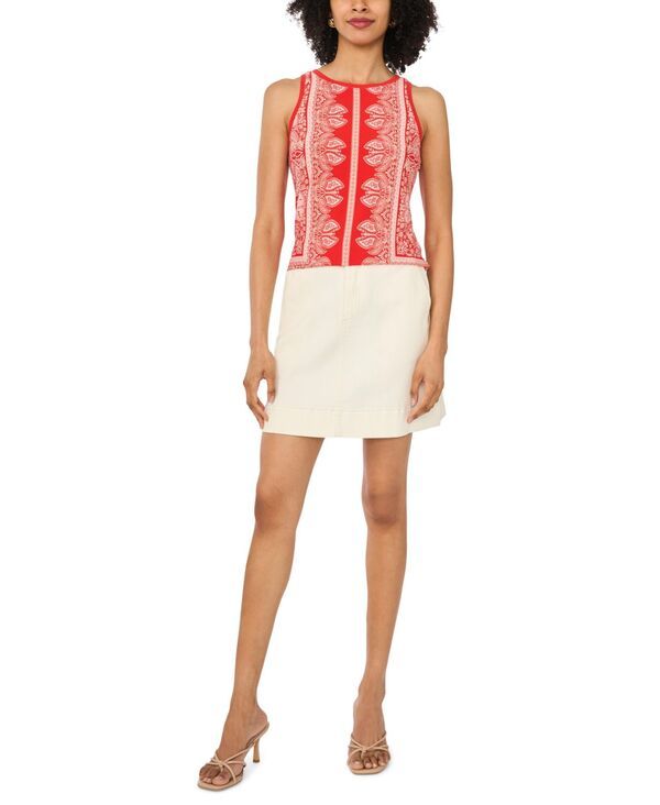 ヴィンスカムート レディース トップス タンクトップリント ノースリーブ Vince Camuto Womens Printed Sleeveless Tank Top Lobste red レッド