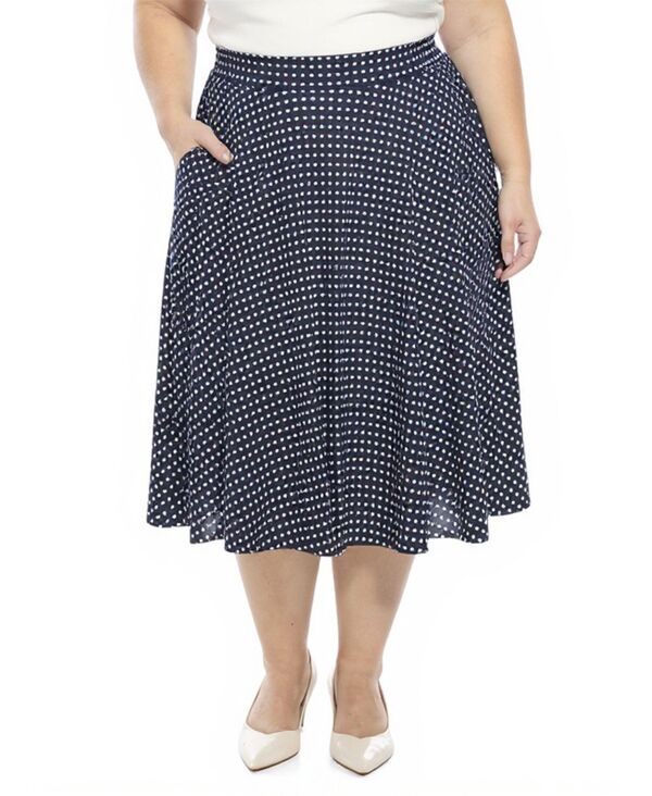 24 セブンコンフォート レディース ボトムスカート ドット柄 A ライン ドット プラスサイズ 24seven Comfort Apparel Plusize Polka Dot Pocket AL