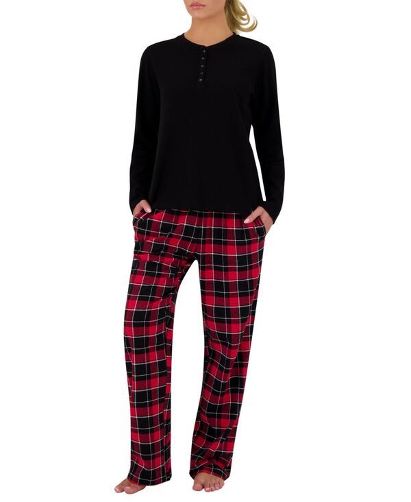 ヒートホルダーズ レディース アンダーウェア ナイトウェア Heat Holders Womens Felicity Flannel Pajama Set BlackRedBlack ブラック