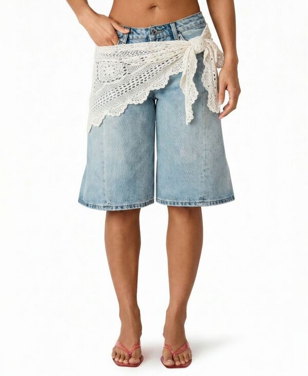 スティーブ マデン レディース ボトムス ハーフパンツ・ショーツ ショートパンツ Steve Madden Women s Kesha Crochet ScarfDetail Shortseabree