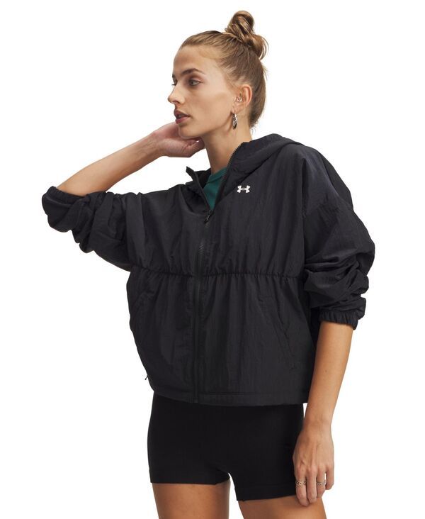 アンダーアーマー レディース アウター ジャケット・ブルゾン Under Armour Women s Rival Woven Bungee FullZip Jacket BlackWhite ホワイ