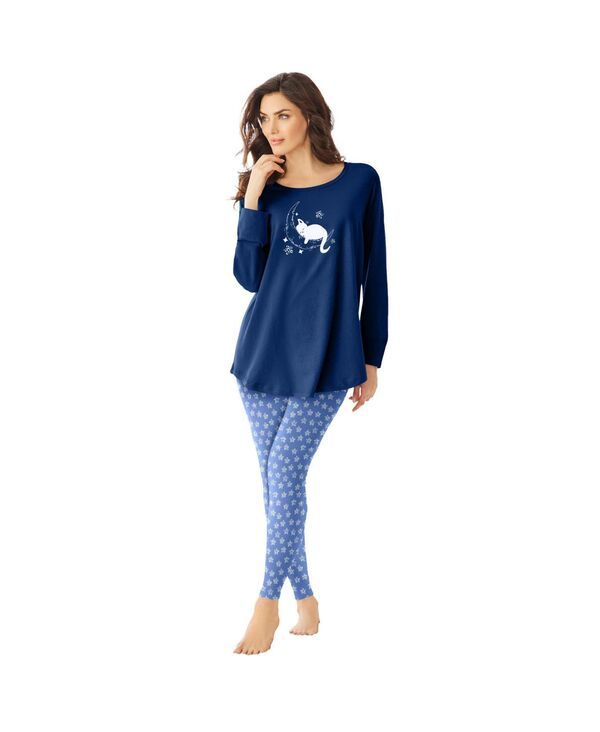 ドリームスアンドコー レディース アンダーウェア ナイトウェア プラスサイズ Dreams Co Plusize Dreams and Co 2Piece PJ Legging Set Evening