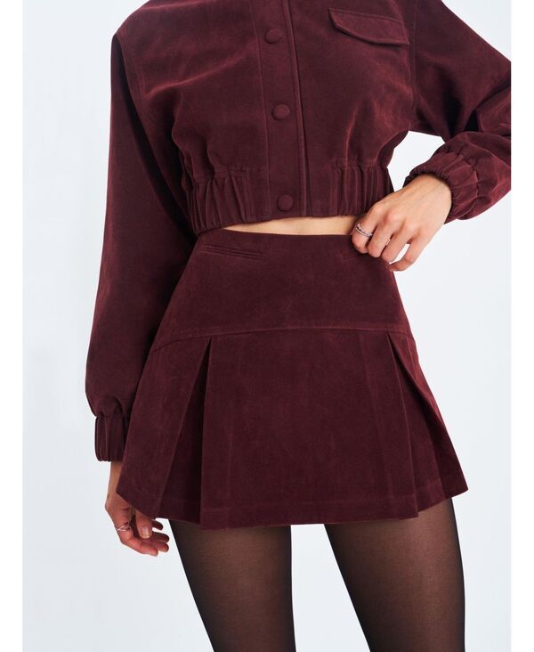 ミスサークル レディース ボトムスカート A ライン プリーツ ミニ スエード Miss Circle Womens Faryn Mahogany Faux Suede Pleated ALine M