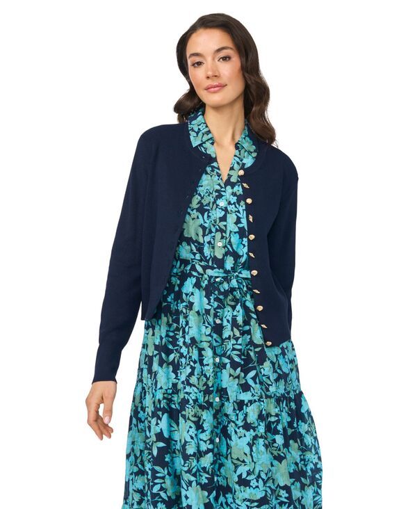 セセ レディース アウター ニット・セーター クルーネック カーディガン 長袖 CeCe Womens LongSleeve Crewneck Shell Button Cardigan Classi