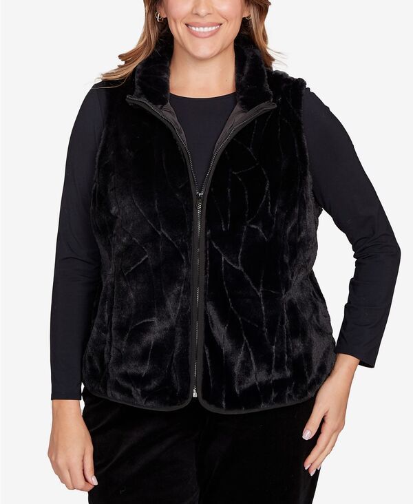 ハーツオブパーム レディース アウター ジャケット・ブルゾン ポリエステル プラスサイズ ベスト HEARTS OF PALM Plusize Solid Polyester Vest Black ブ